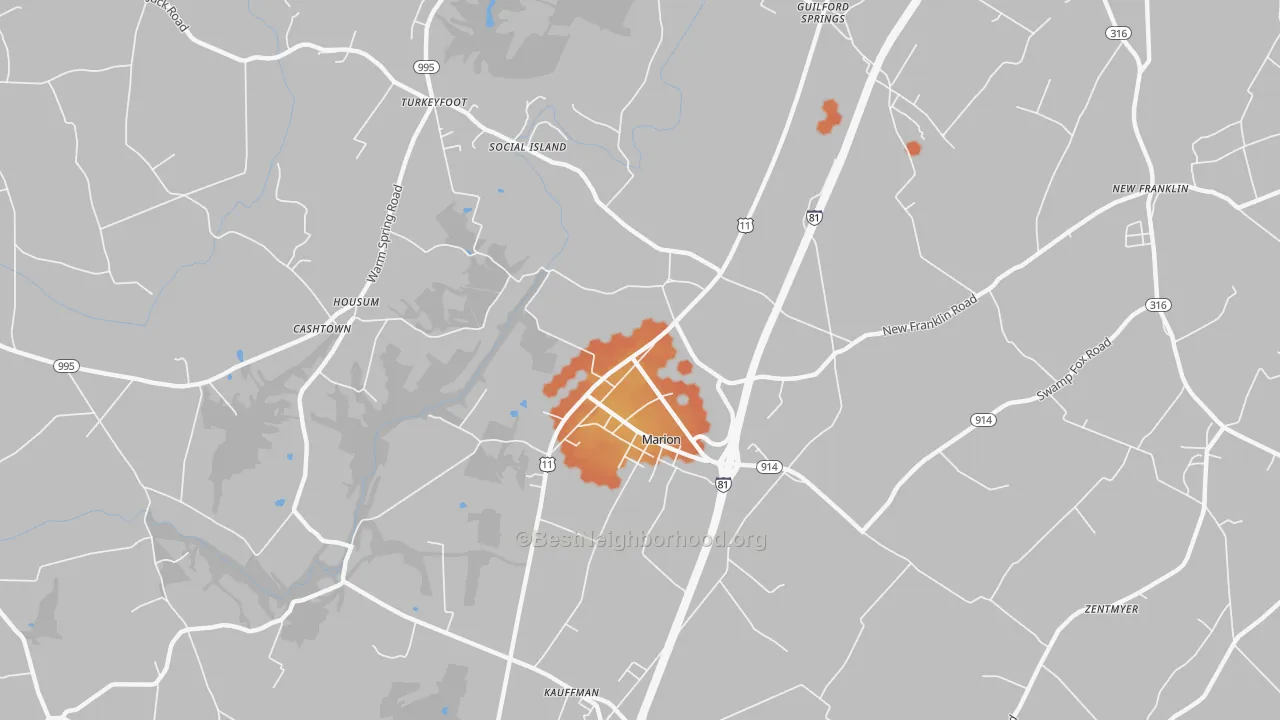 Bike Grade map of Marion, PA