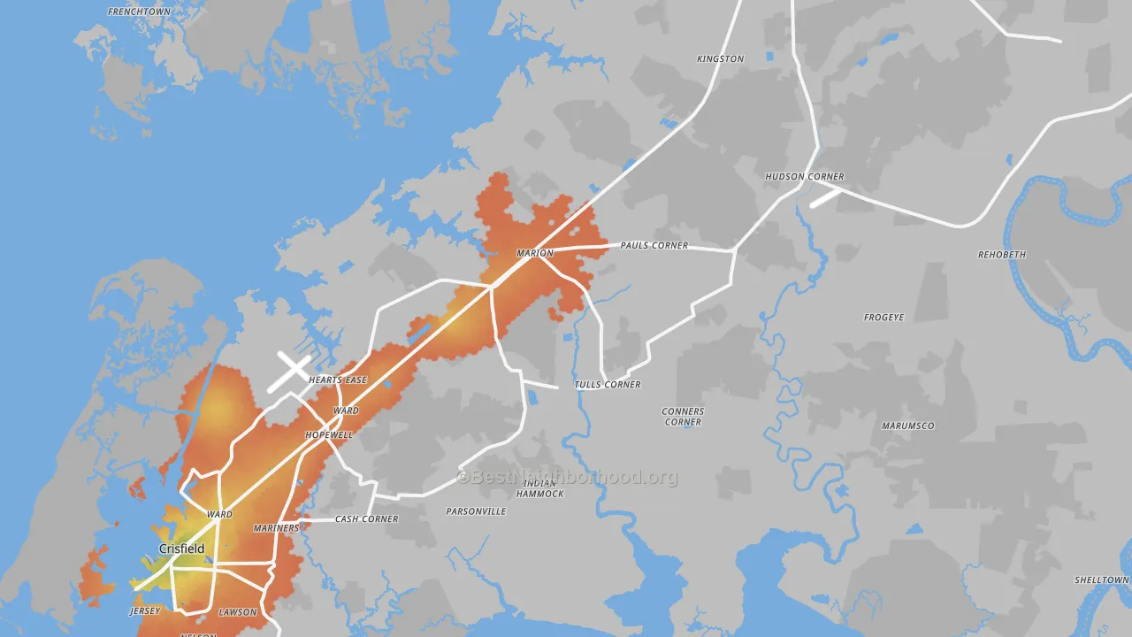 Bike Grade map of Marion Station, MD