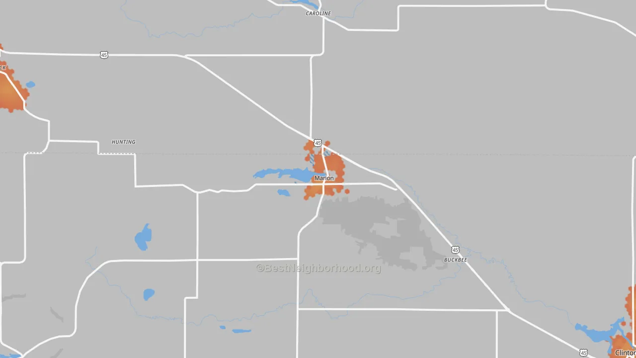 Bike Grade map of Marion, WI