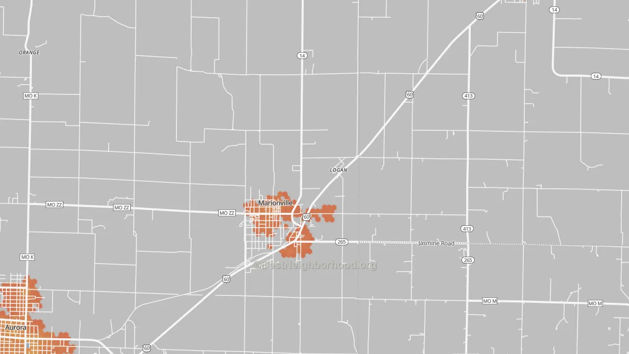 Bike Grade map of Marionville, MO