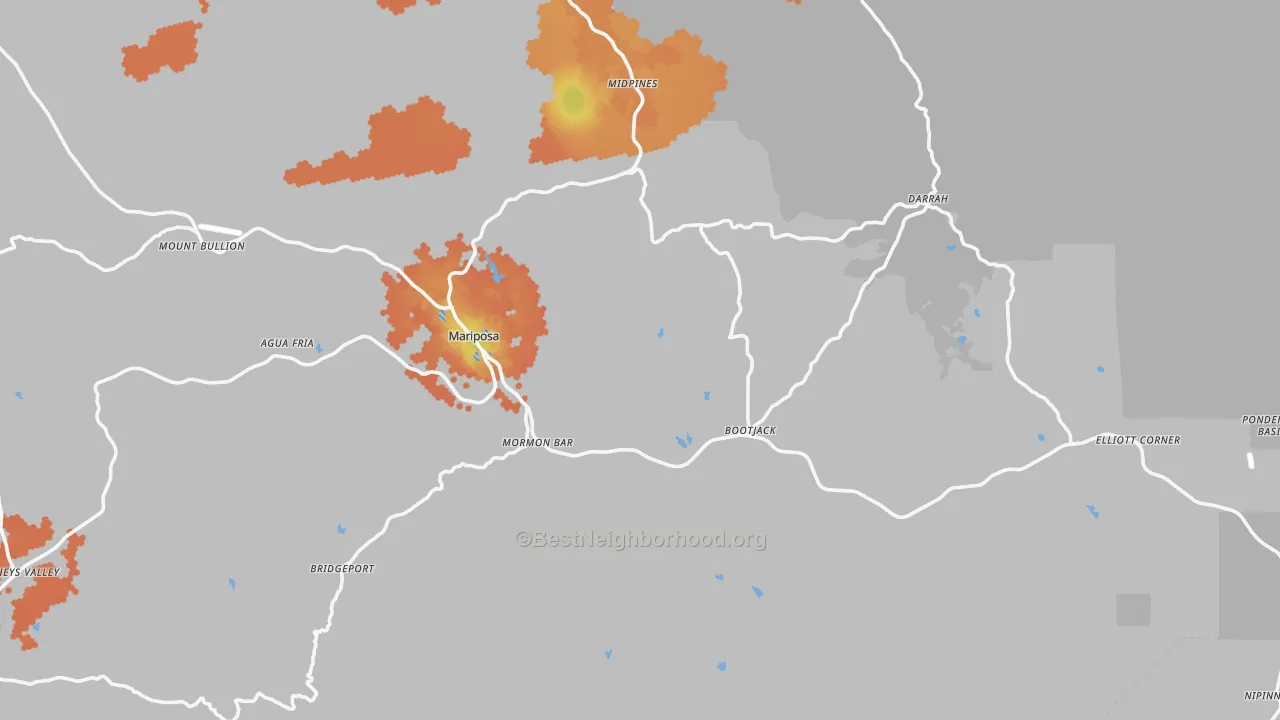 Bike Grade map of Mariposa, CA
