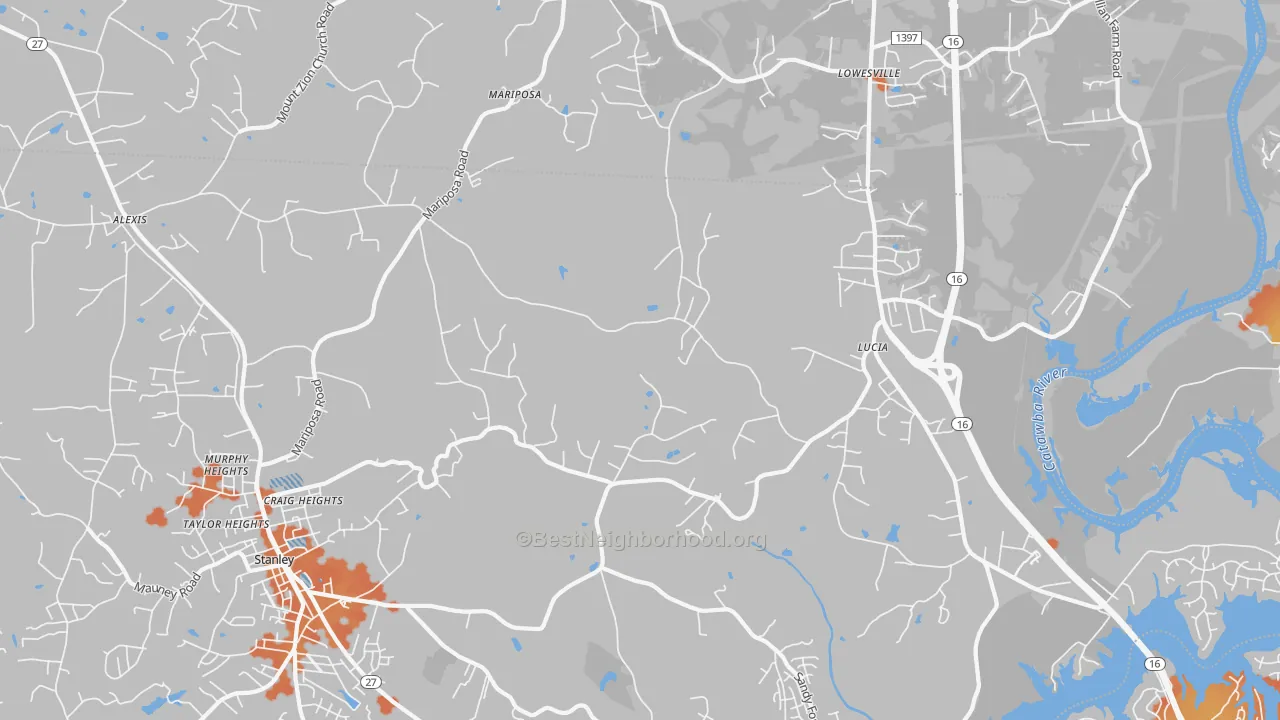 Bike Grade map of Mariposa, NC