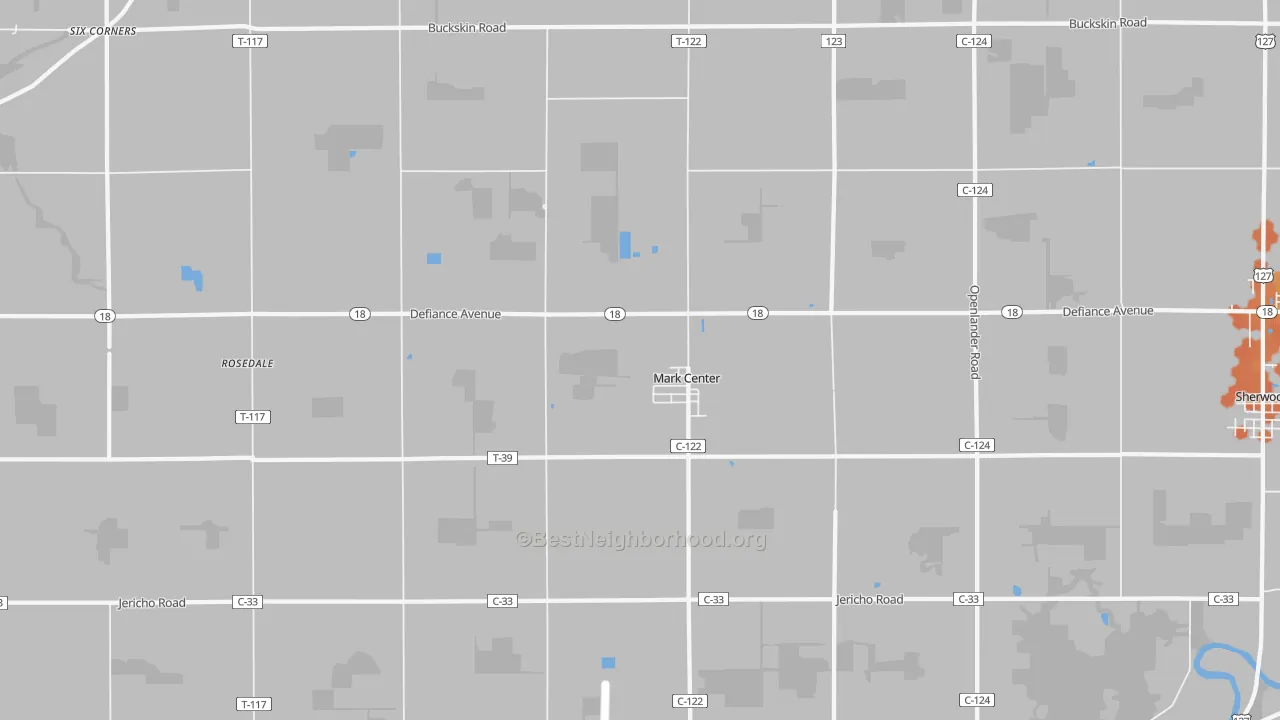 Bike Grade map of Mark Center, OH