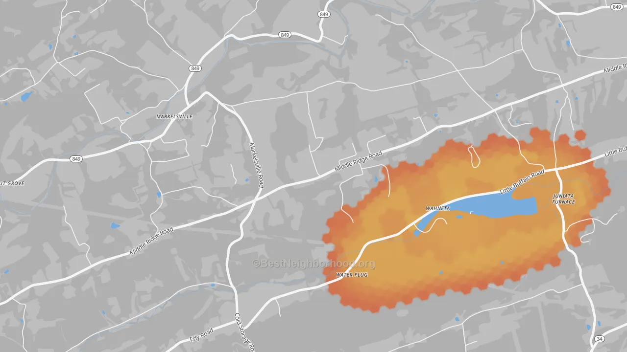 Bike Grade map of Markelsville, PA
