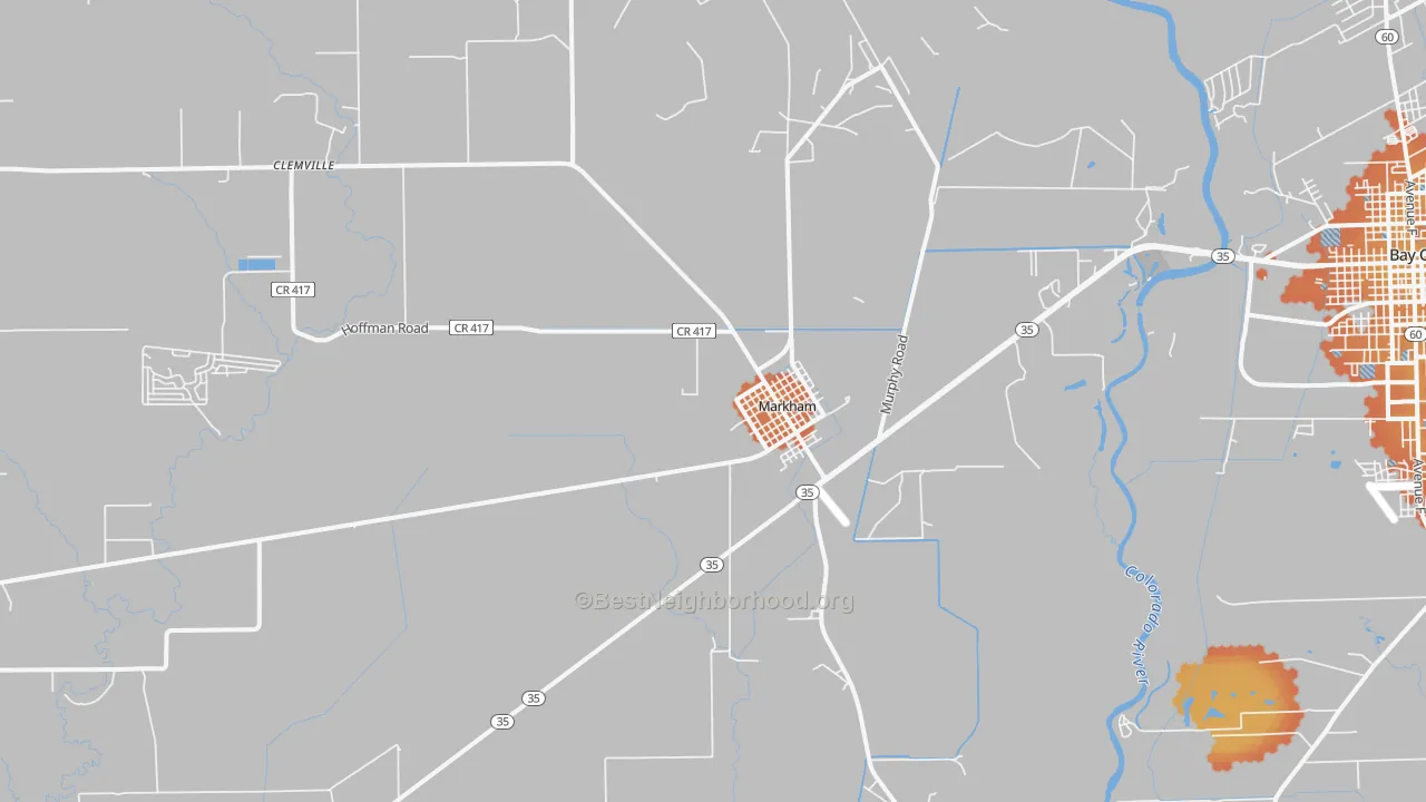 Bike Grade map of Markham, TX