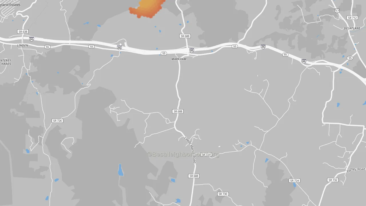 Bike Grade map of Markham, VA