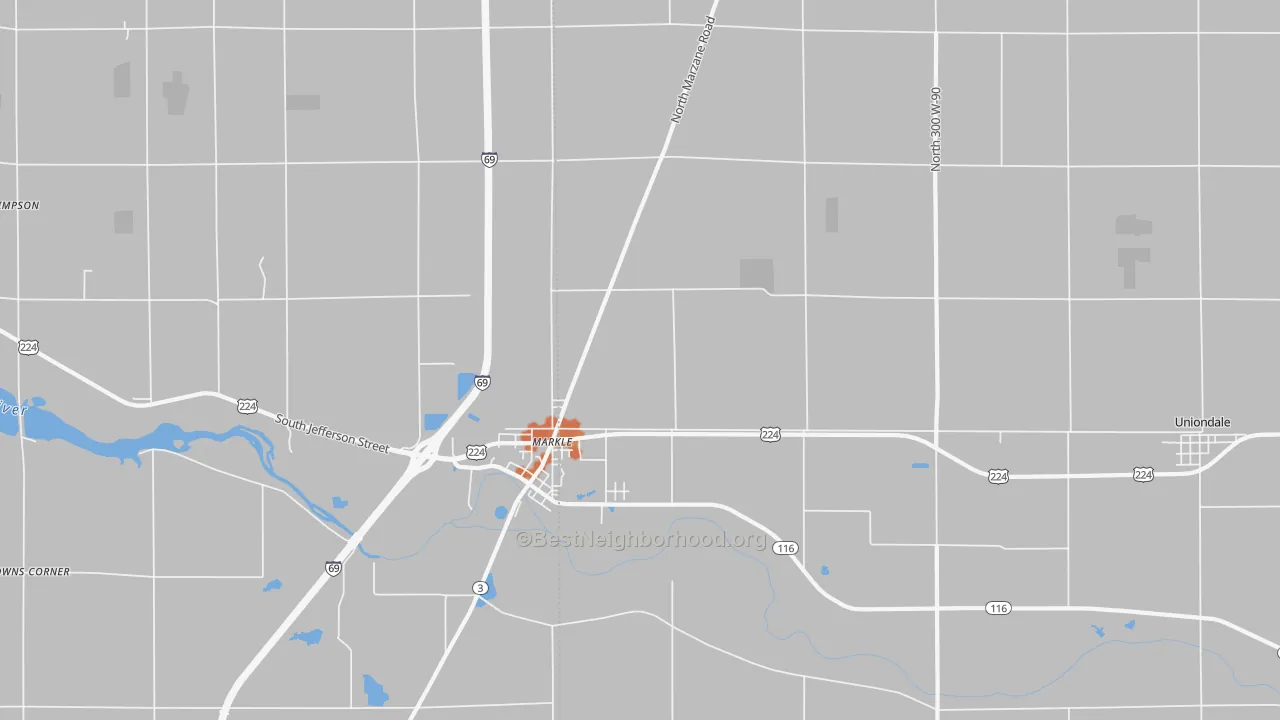Bike Grade map of Markle, IN