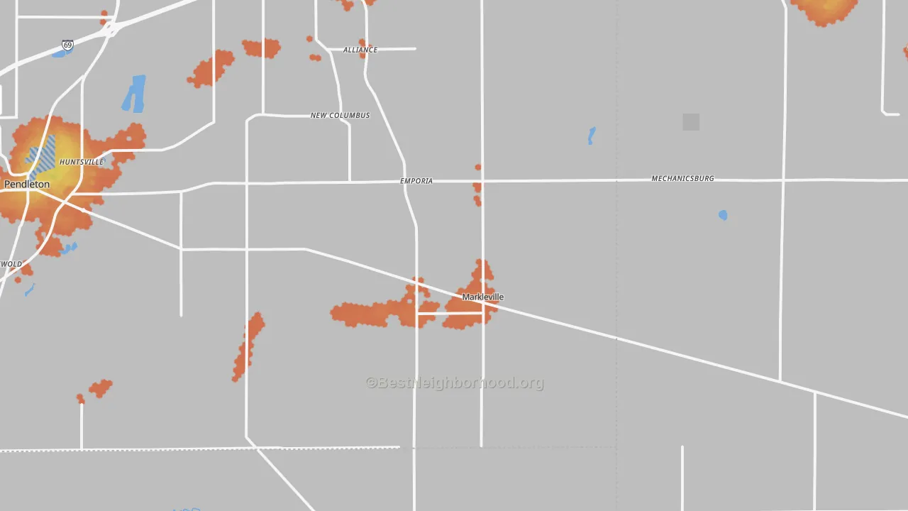 Bike Grade map of Markleville, IN