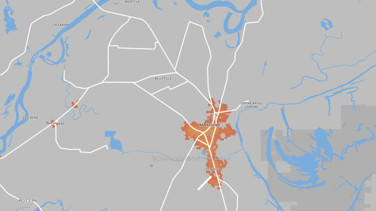 Bike Grade map of Marksville, LA