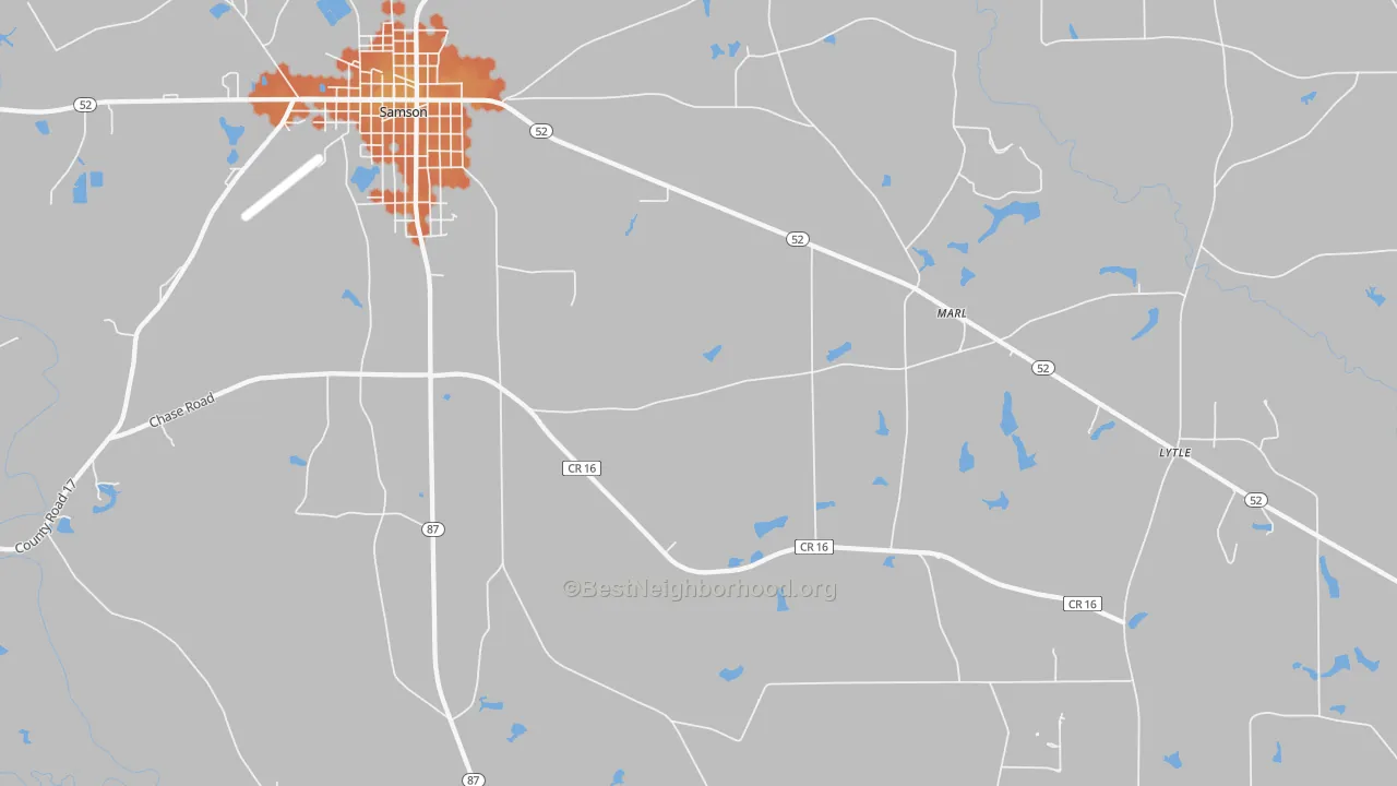 Bike Grade map of Marl, AL