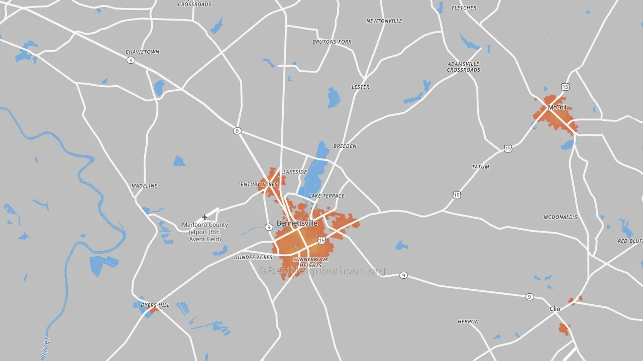 Bike Grade map of Marlboro County, SC