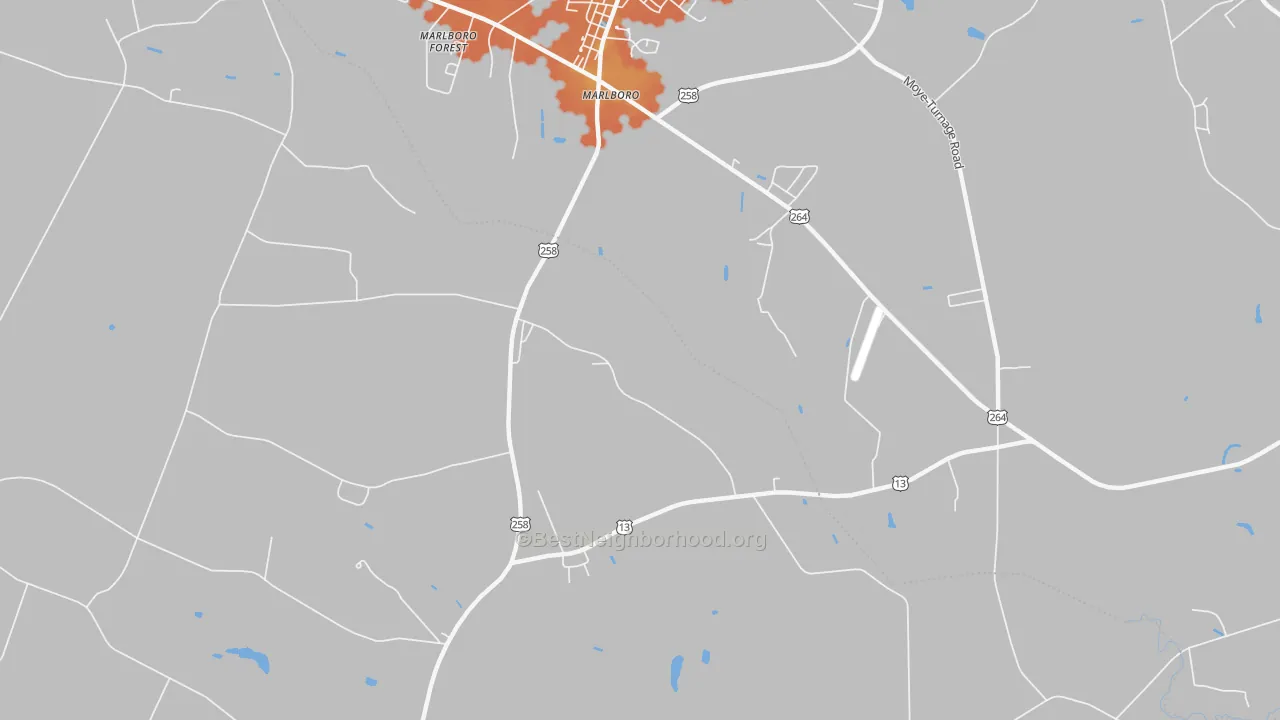 Bike Grade map of Marlboro, NC