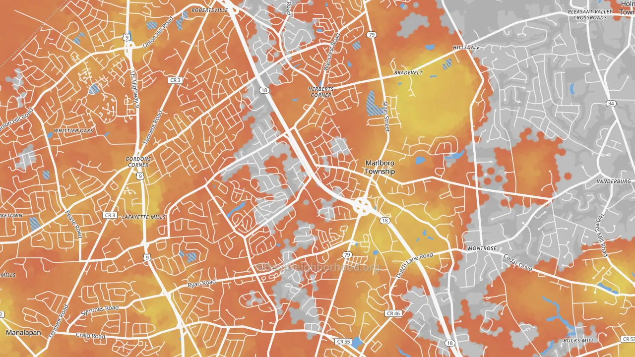Bike Grade map of Marlboro, NJ