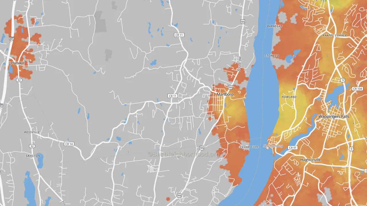 Bike Grade map of Marlboro, NY