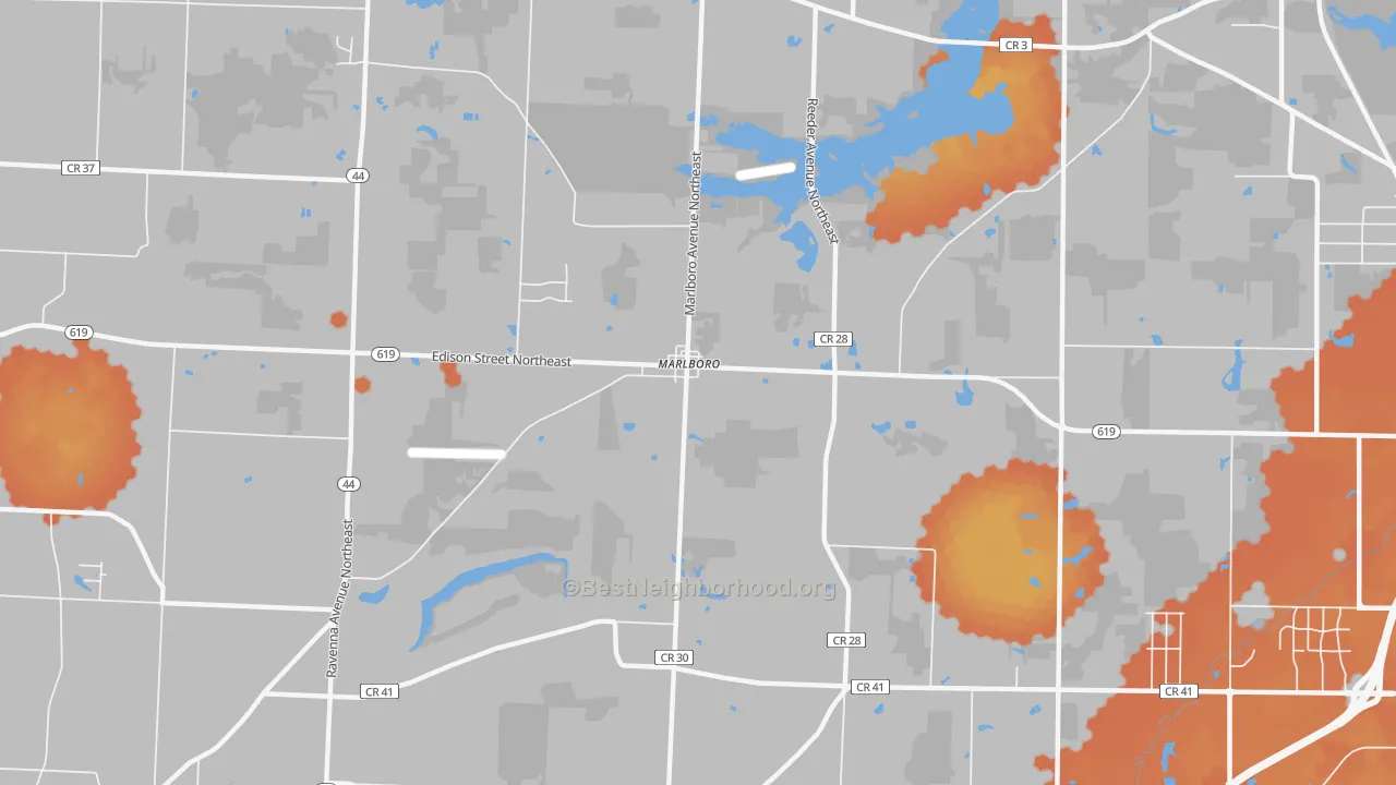 Bike Grade map of Marlboro, OH