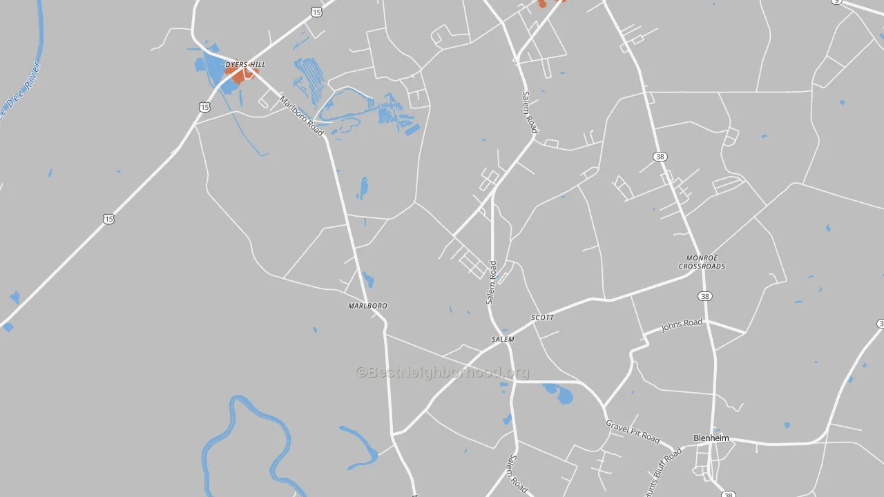 Bike Grade map of Marlboro, SC