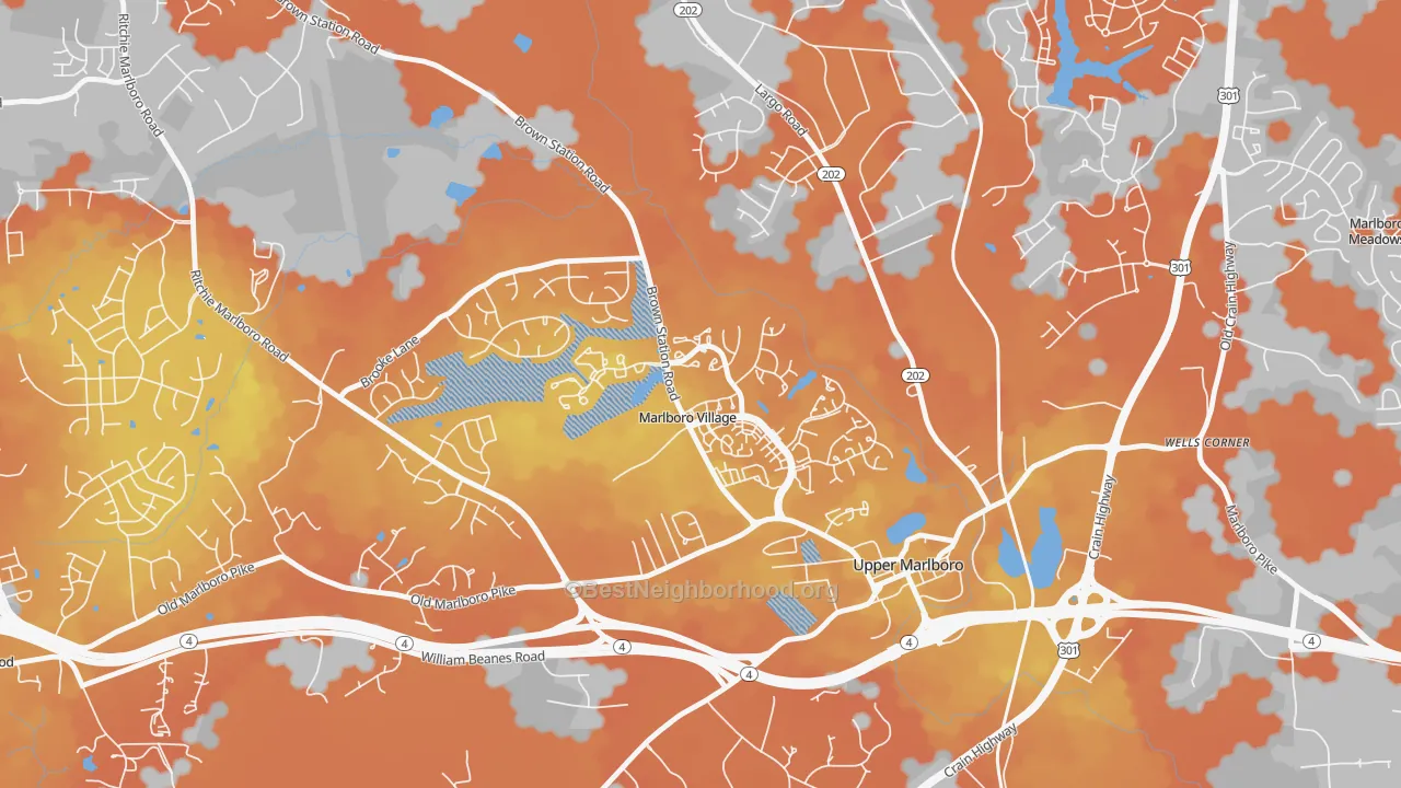 Bike Grade map of Marlboro Village, MD