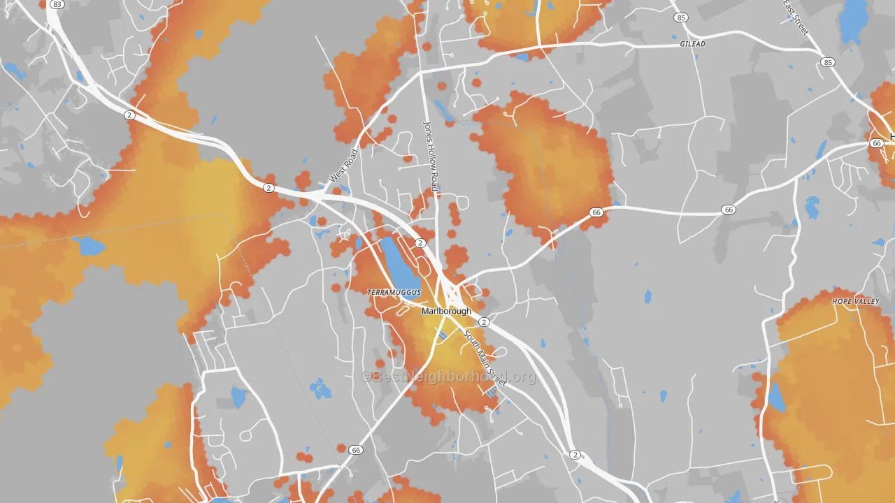 Bike Grade map of Marlborough, CT