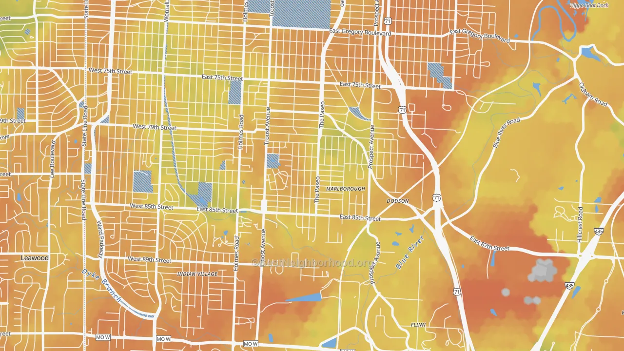 Bike Grade map of Marlborough Heights-Marlborough Pride, Kansas City, MO