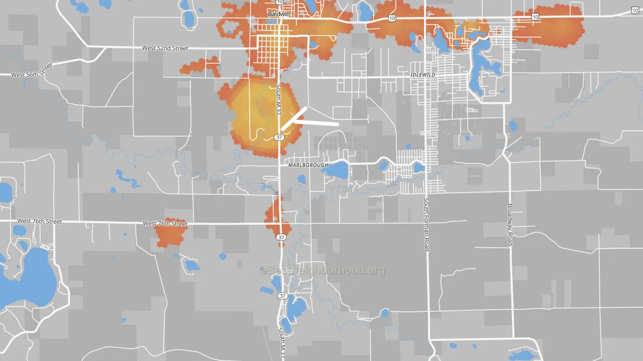 Bike Grade map of Marlborough, MI