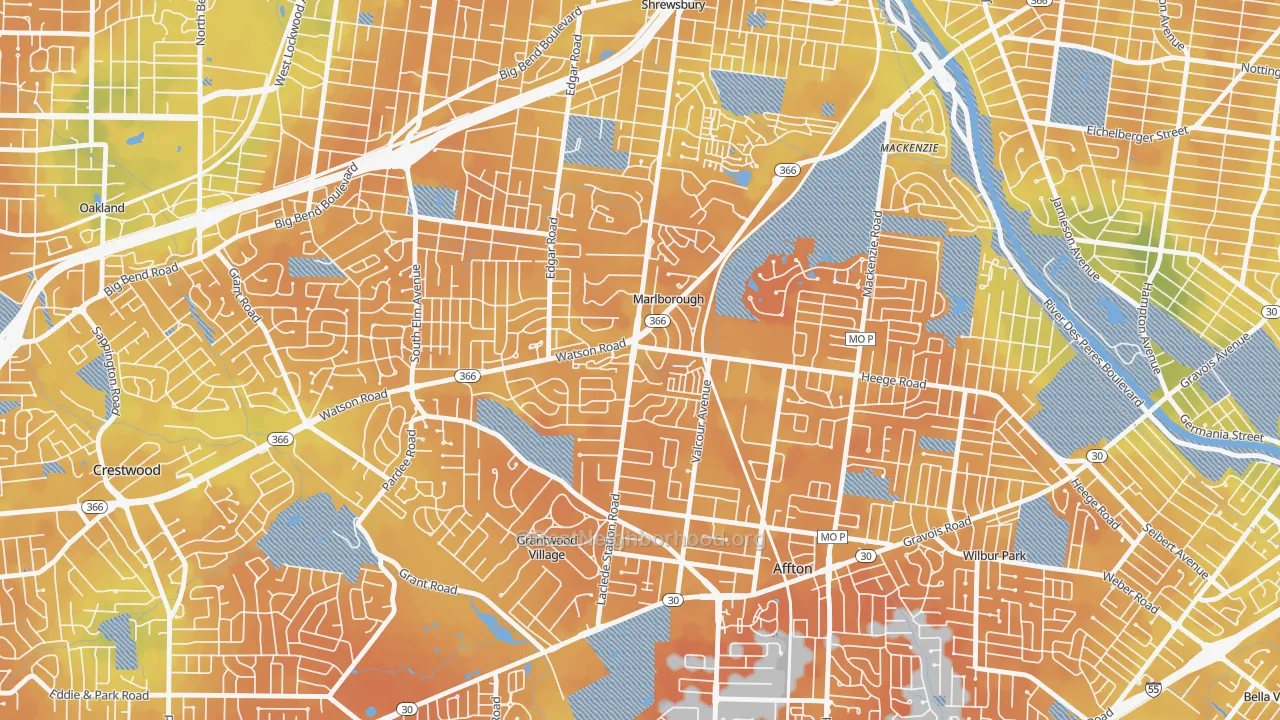Bike Grade map of Marlborough, MO