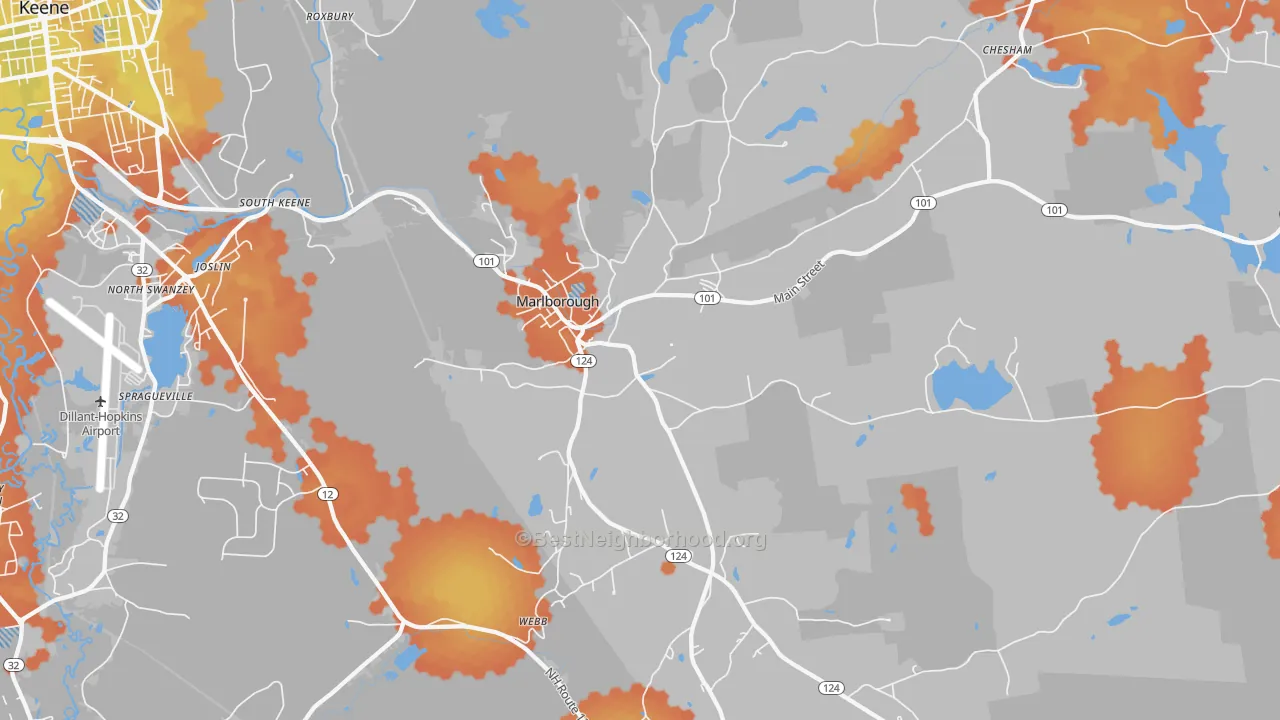 Bike Grade map of Marlborough, NH