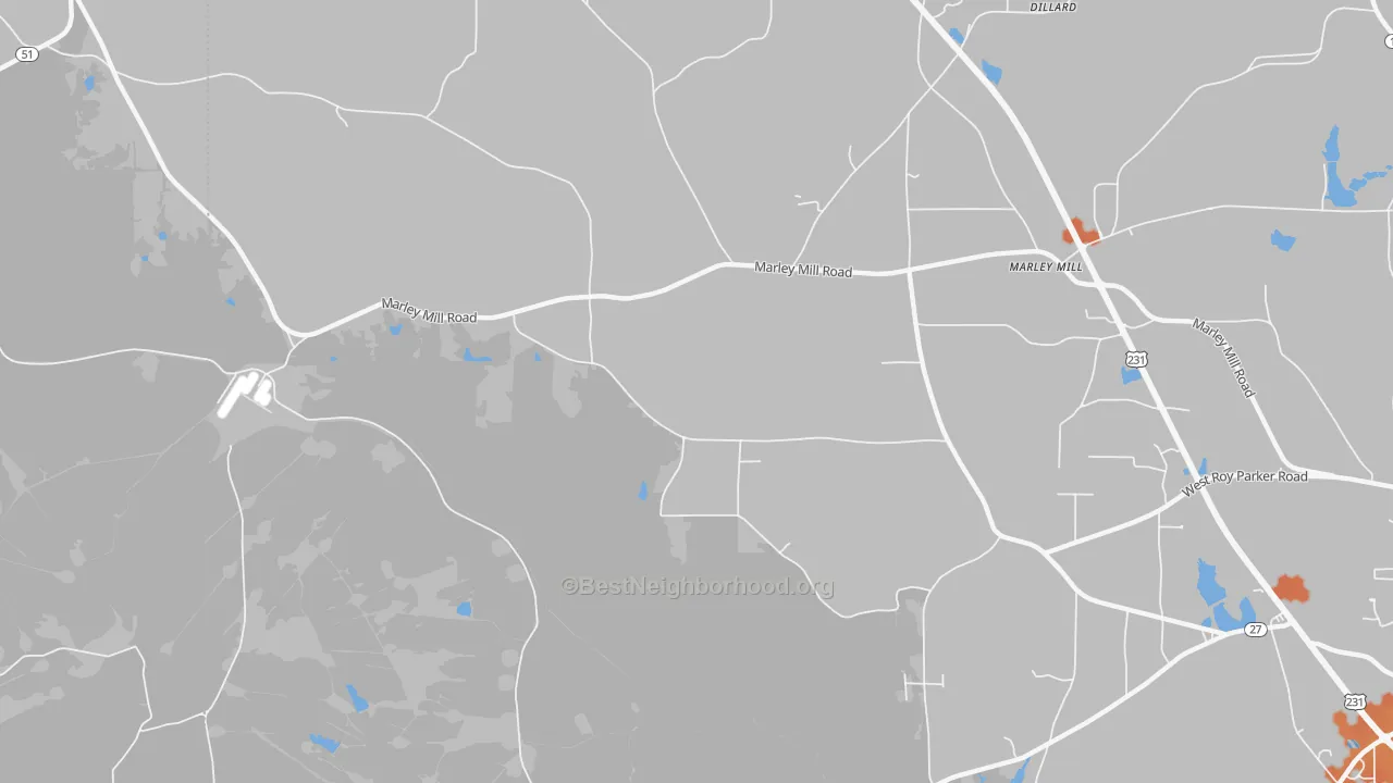 Bike Grade map of Marley Mill, AL