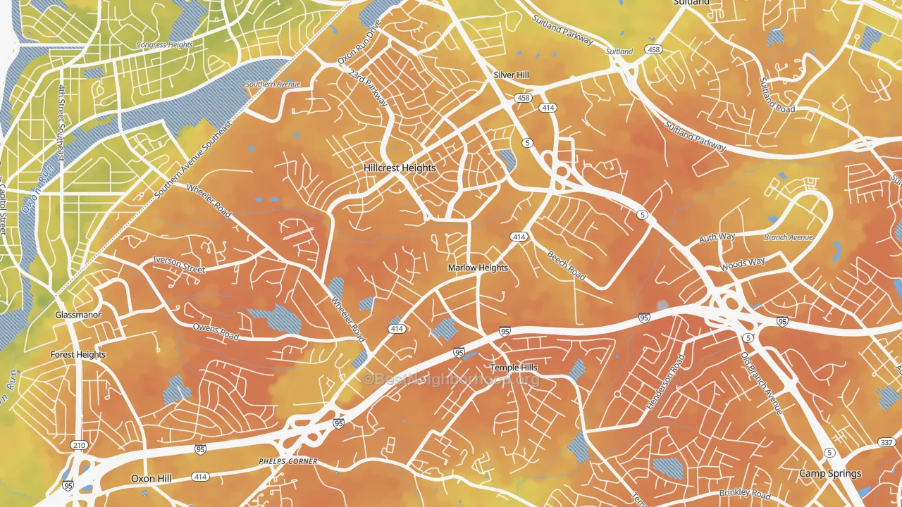 Bike Grade map of Marlow Heights, MD