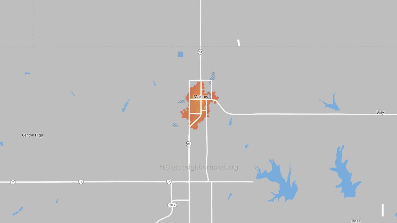 Bike Grade map of Marlow, OK