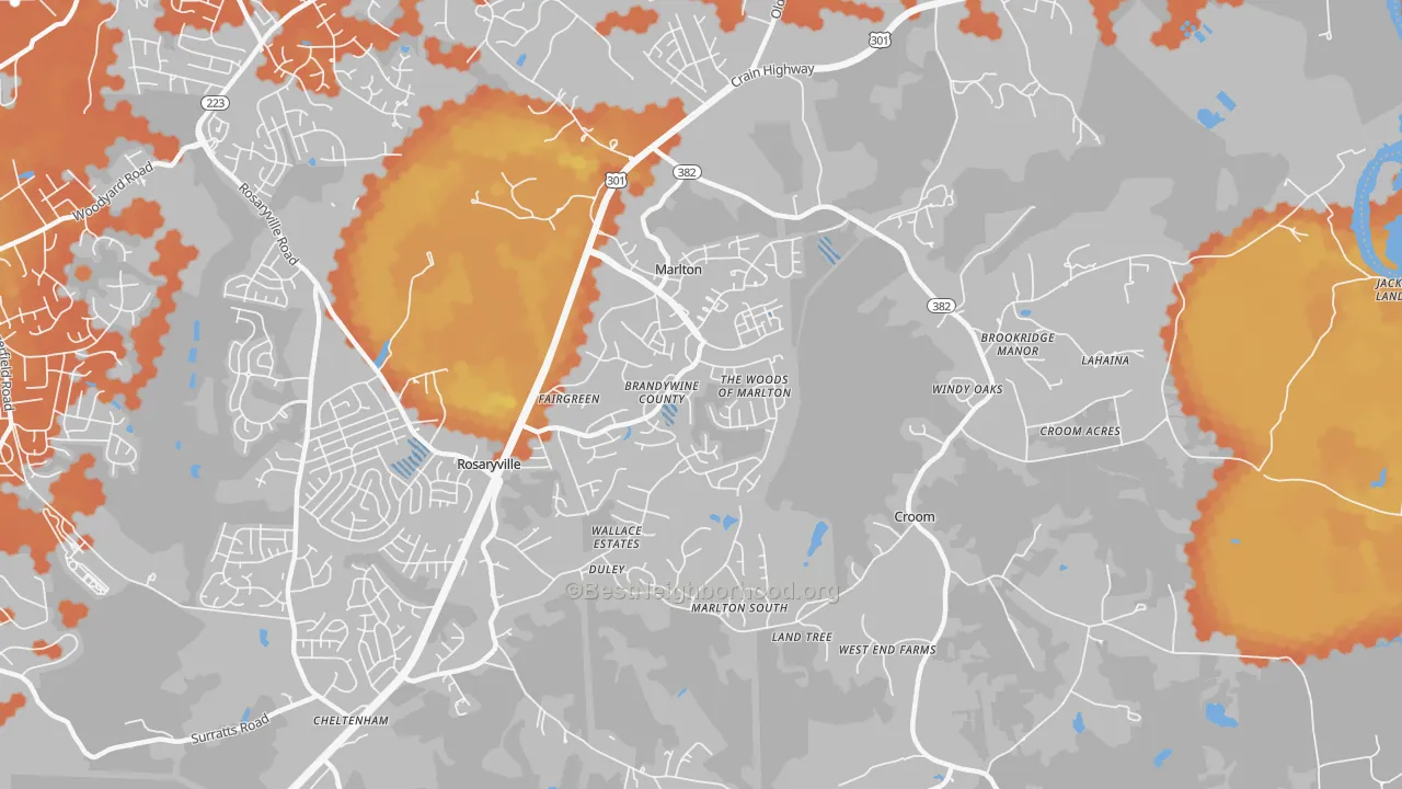 Bike Grade map of Marlton, MD