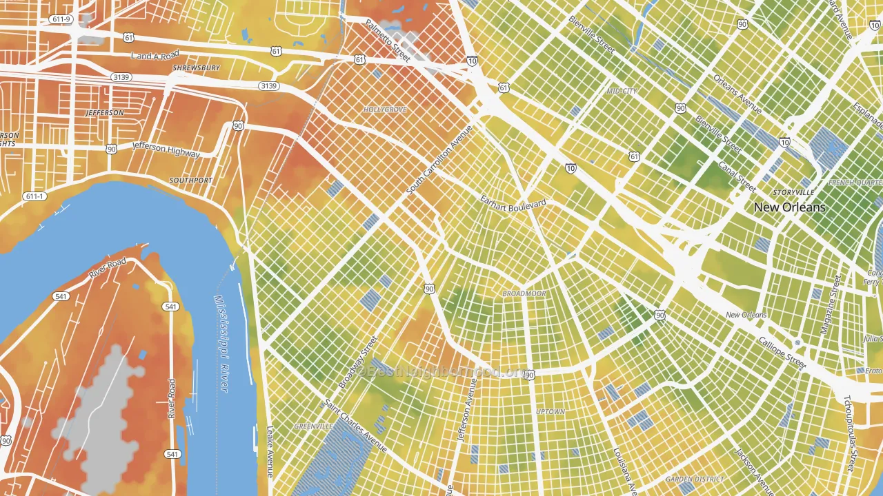 Bike Grade map of Marlyville, New Orleans, LA