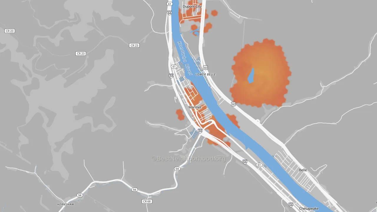 Bike Grade map of Marmet, WV