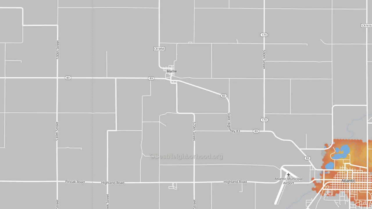 Bike Grade map of Marne, IA