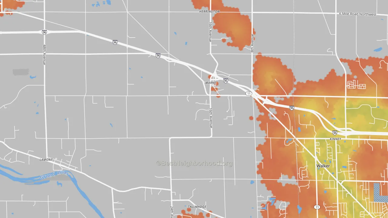 Bike Grade map of Marne, MI