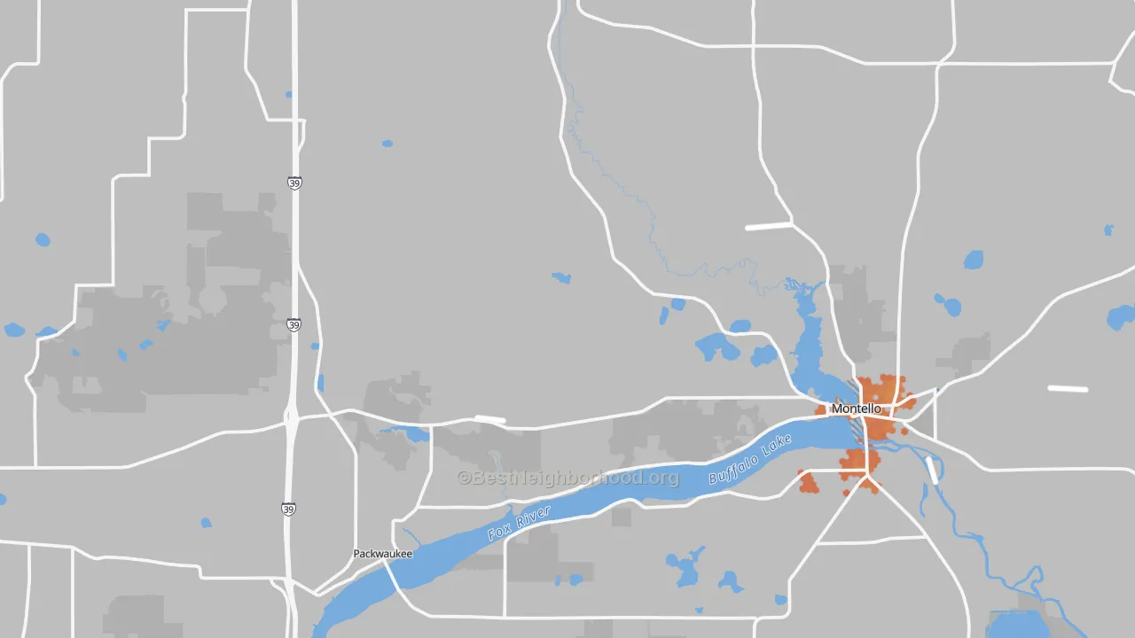 Bike Grade map of Marquette County, WI