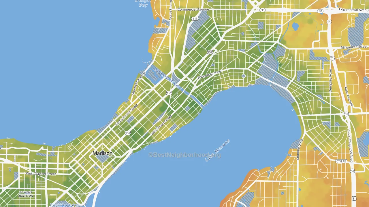 Bike Grade map of Marquette, Madison, WI
