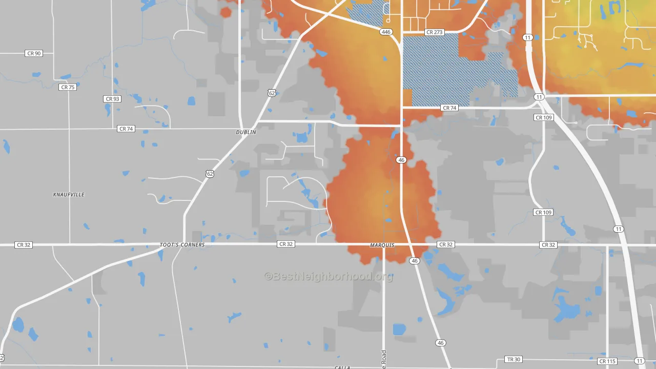 Bike Grade map of Marquis, OH