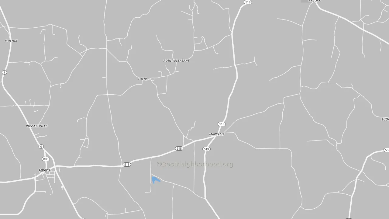 Bike Grade map of Marsalis, LA
