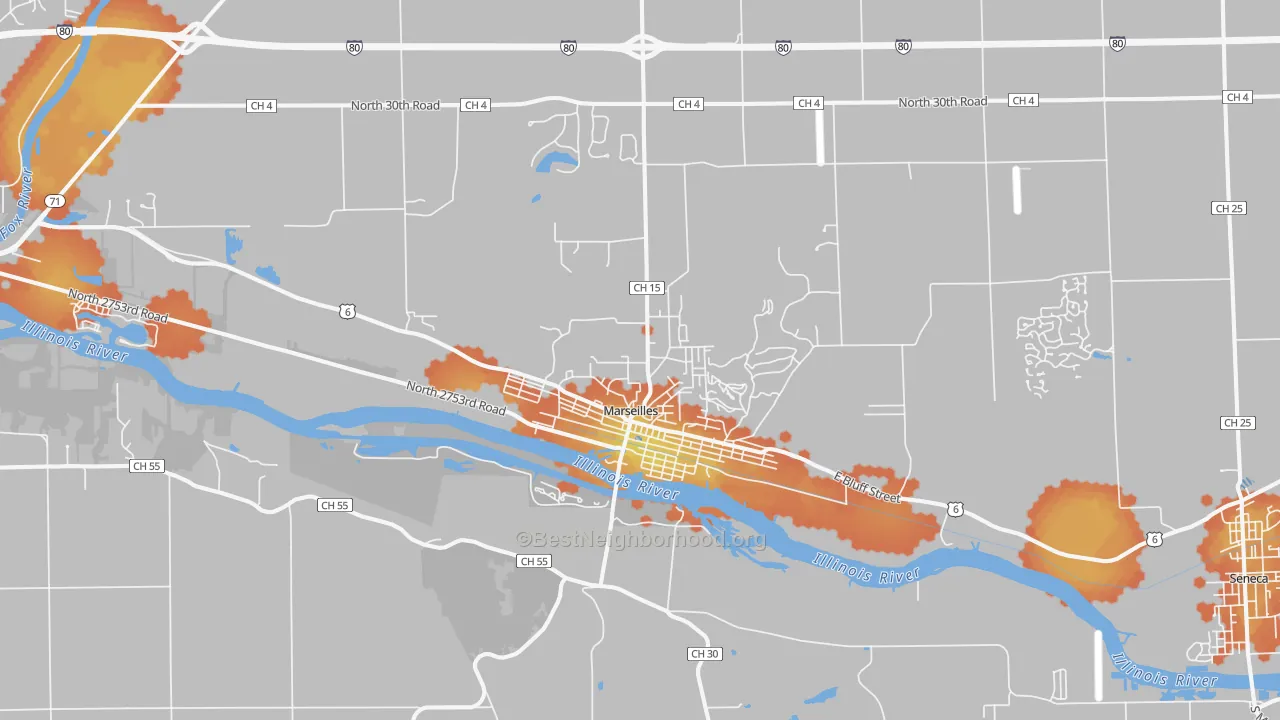 Bike Grade map of Marseilles, IL