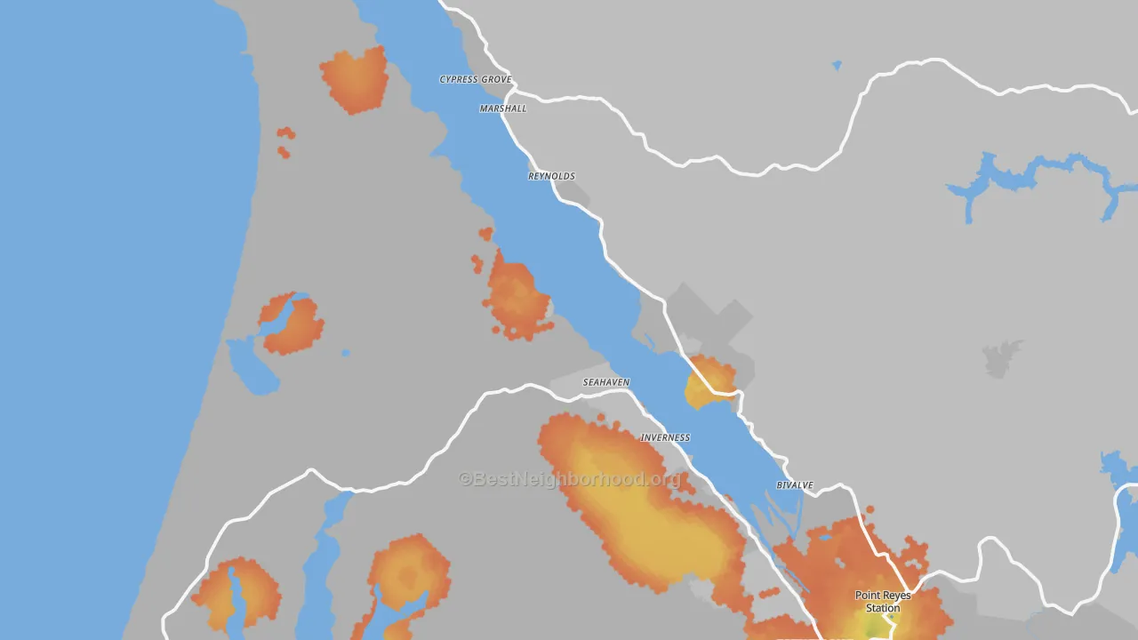 Bike Grade map of Marshall, CA