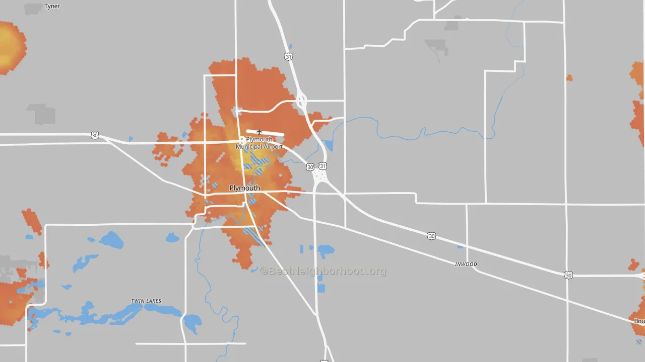 Bike Grade map of Marshall County, IN