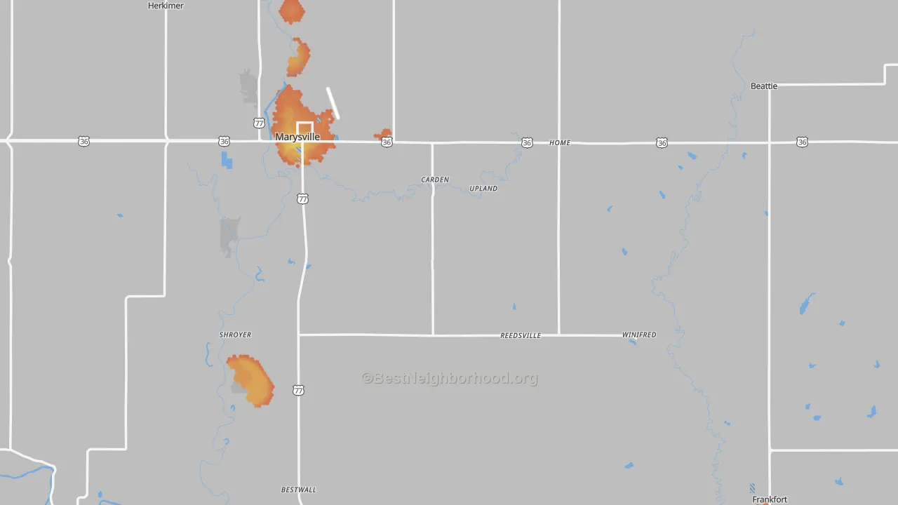 Bike Grade map of Marshall County, KS