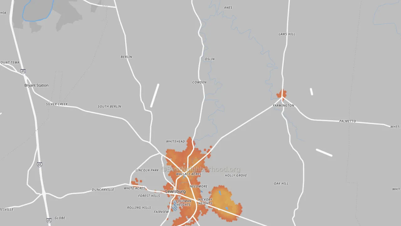 Bike Grade map of Marshall County, TN
