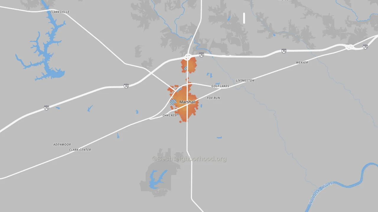 Bike Grade map of Marshall, IL