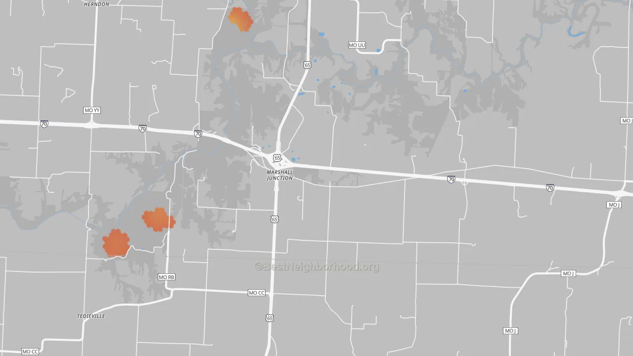 Bike Grade map of Marshall Junction, MO