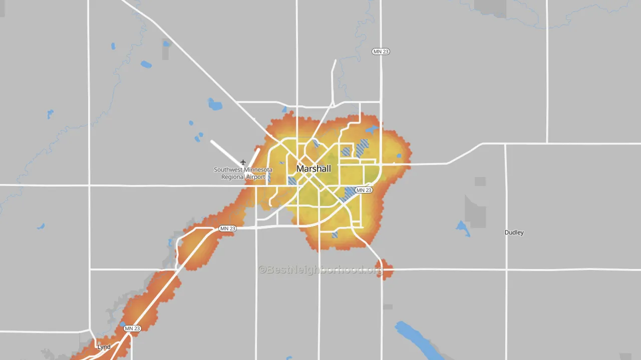 Bike Grade map of Marshall, MN