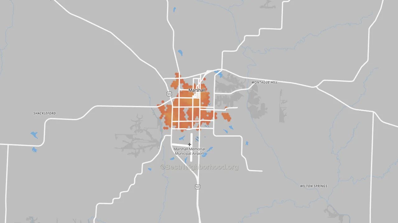 Bike Grade map of Marshall, MO