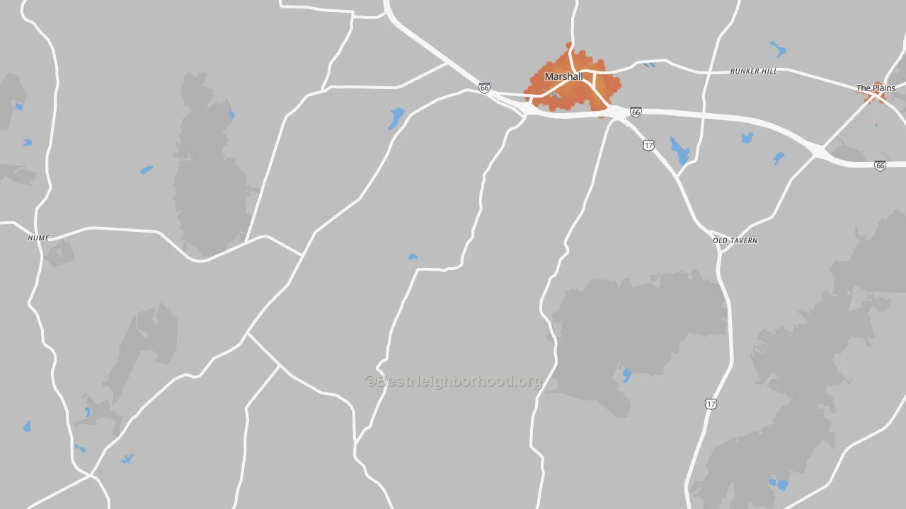 Bike Grade map of Marshall, VA