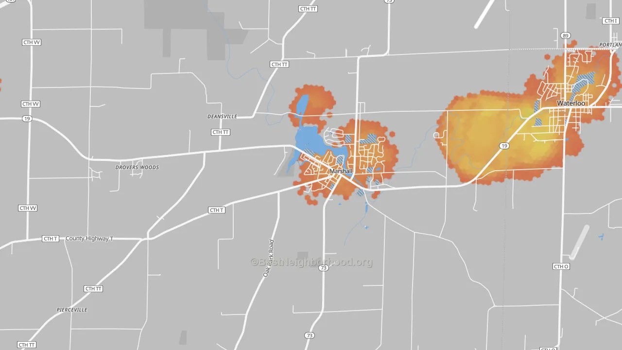 Bike Grade map of Marshall, WI