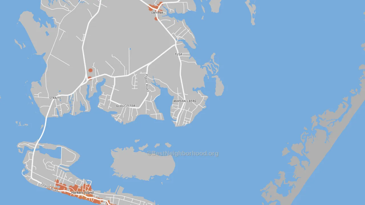 Bike Grade map of Marshallberg, NC